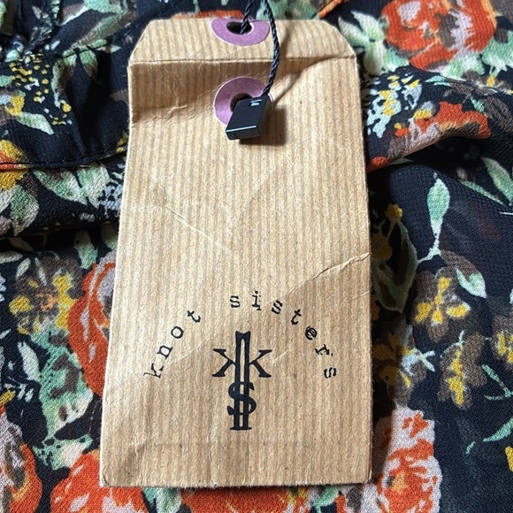 Knot Sisters Sheer long sleeved dress Floral print Size S Black High neck NEW - Picture 6 of 9